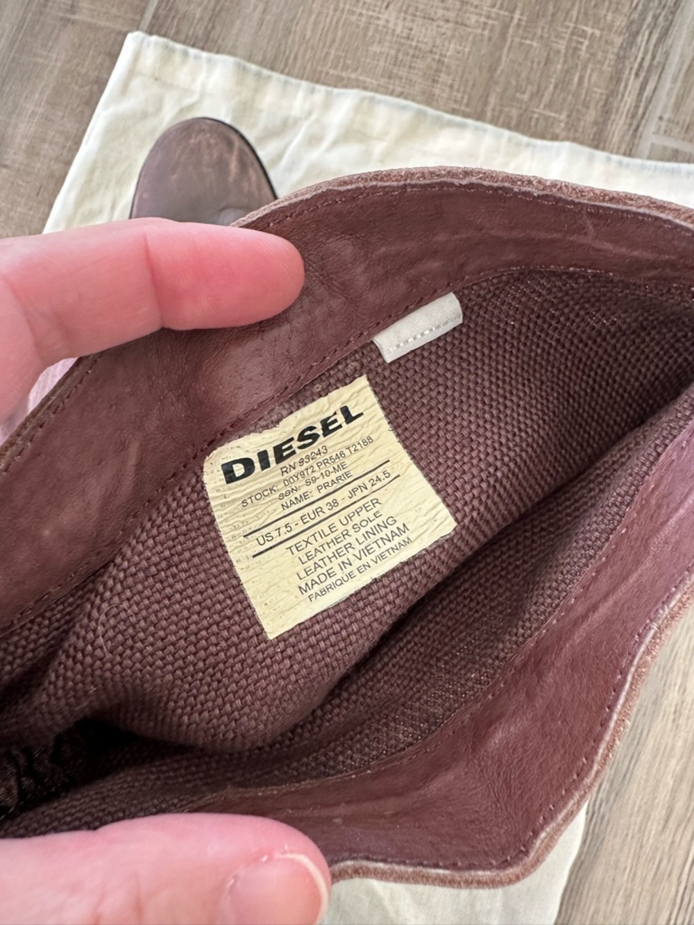 Diesel Brown Fabric and Brown Leather Women's Mid-Calf Boots - Picture 4 of 7
